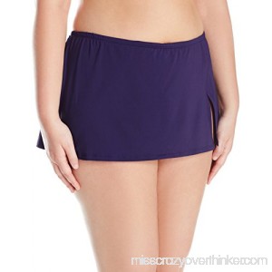 Bleu Rod Beattie Women's Plus-Size Solid Skirted Hipster Bikini Bottom Navy B01LYOVL7X